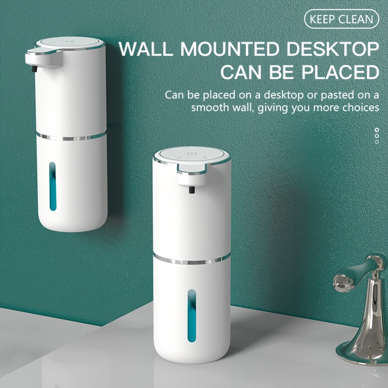 Dozator automat de săpun 380ml cu senzor fără atingere - Montat pe perete, baterie reîncărcabilă litiu, încărcare USB, design modern pentru baie și bucătărie, Dozator săpun baie|Dozator săpun modern|Dozator săpun fără atingere