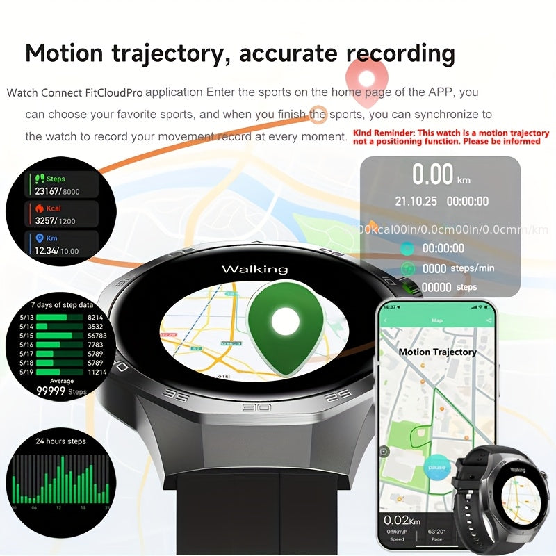 2025 Nou GPS GT5 Pro Ceas inteligent pentru bărbați - 3,86 cm afișaj HD, apeluri wireless, peste 100 moduri sportive, asistent vocal AI, încărcare USB, compas, tracker fitness în aer liber, compatibil cu Android/ pentru for iphone, accesorii multifuncțio