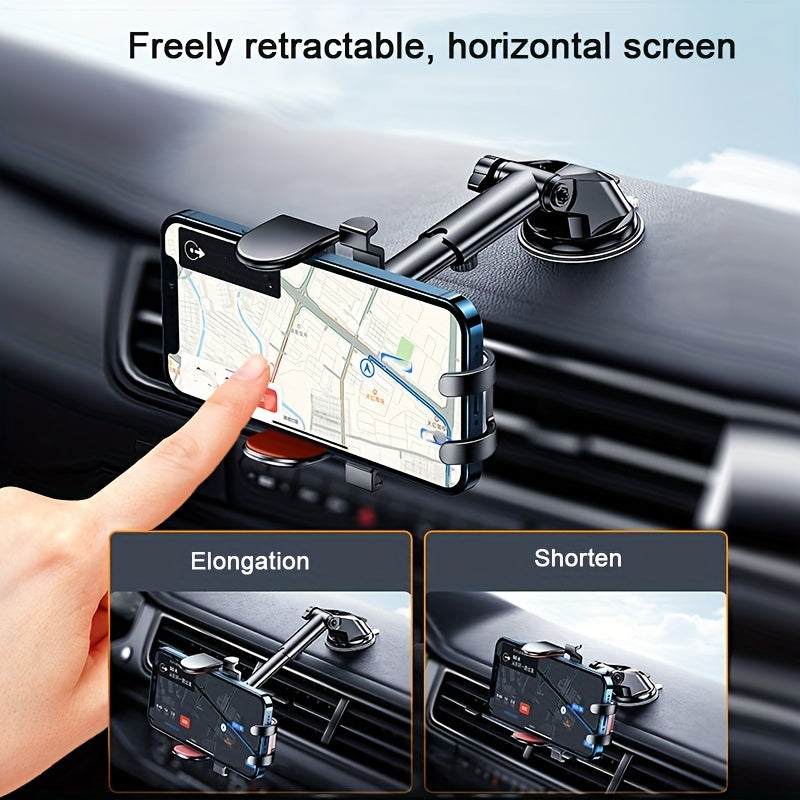 Suport pentru telefon auto Sucker Suport pentru telefon mobil Smartphone Suport pentru tabletă Suport pentru vehicule Suport GPS pentru iPhone 14/Xiaomi/Samsung Suport pentru telefon auto cu braț extensibil Eliberare cu un singur buton pentru instalare u