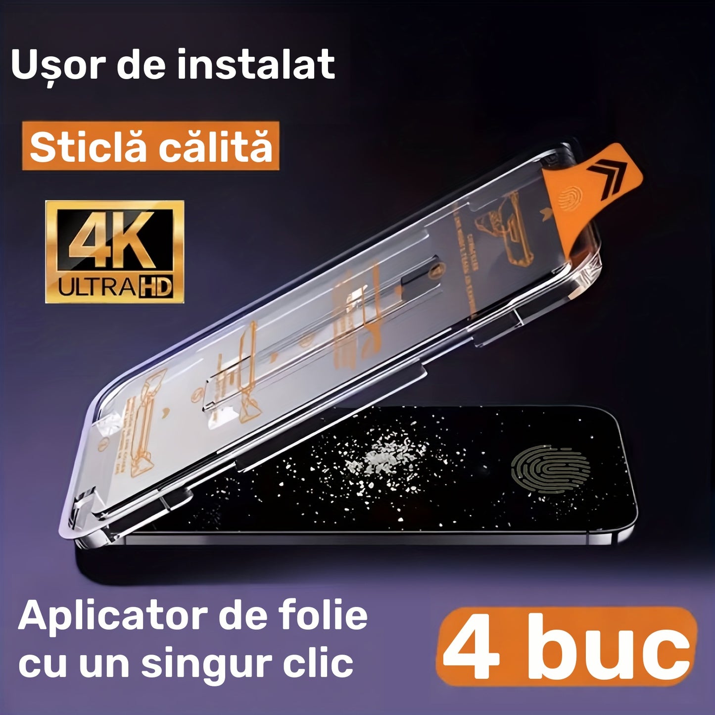 4 bucăți Protecție de Ecran HD fără praf, Instalare cu un singur clic, Compatibilă pentru for Samsung for Galaxy S25 Ultra, S24, S23 FE, S22, S21 Plus, FE, A55, A35, A54, A53, A16, A26 - Sticlă Protector