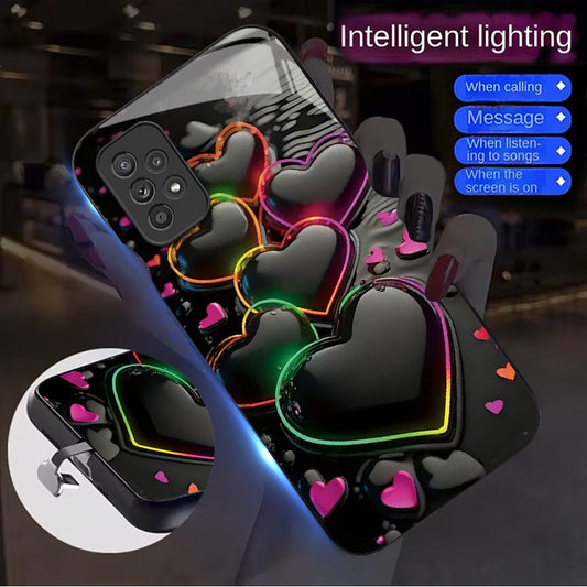 Colorful Case with Black Heart Design, Anti-Slip and Protective for Samsung S25 Ultra/S24 Ultra/S23 Ultra/S22 Ultra/S21/S20/Note 20/A71/A56/A55/A54/A53/A52/A51/A36/A35/A34/A33/A32/A25/A23/A22/A16/A15/A14/A12/A06 – Voice Control Function Sm