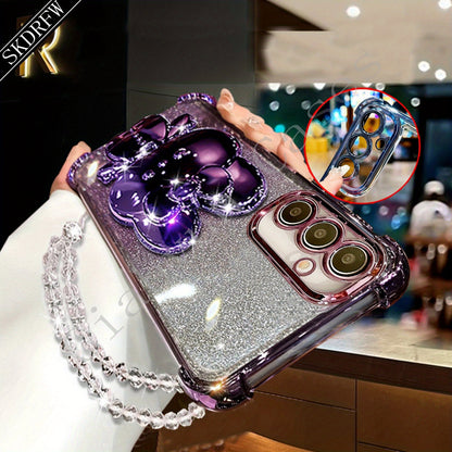 Modelul actualizat prezintă un carcasă antișoc cu patru colțuri, un suport pentru oglindă de machiaj cu iepure, un brățar cu mărgele Bling-Bling, hârtie cu sclipici și un carcasă de telefon luxos cu un protector de lentilă, potrivit pentru telefoanele fo