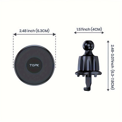 Suport auto magnetic pentru telefon cu magnetism puternic - Construcție ABS rezistentă, operare cu o singură mână, compatibil cu Magsafe, priză aer condiționat