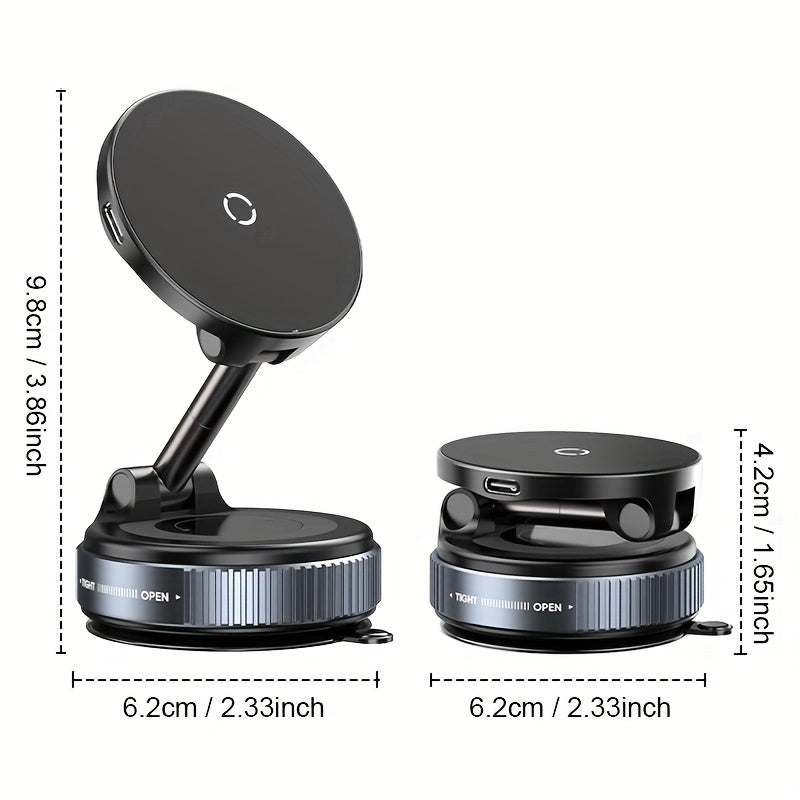 Suport magnetic pentru telefon cu încărcare wireless de 15W, cu ventuză rotativă la 360°, montură retractabilă și pliabilă ultra-rezistentă cu unghi reglabil pentru for iphone 16/15/14/13 Pro Max – Suport universal portabil pentru casă, mașină, fitness ș