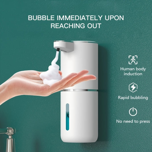 Dozator automat de săpun 380ml cu senzor fără atingere - Montat pe perete, baterie reîncărcabilă litiu, încărcare USB, design modern pentru baie și bucătărie, Dozator săpun baie|Dozator săpun modern|Dozator săpun fără atingere
