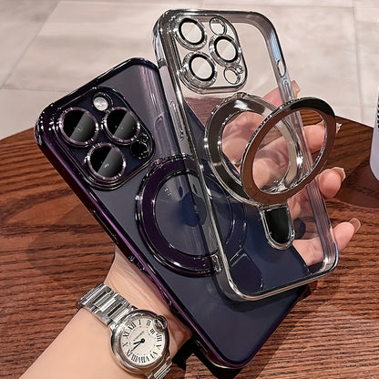 Un husă de telefon luxos și subțire cu suport, compatibil cu Iphone 16, 15, 14, 13, 12, 11 Plus Pro Max și 16E.