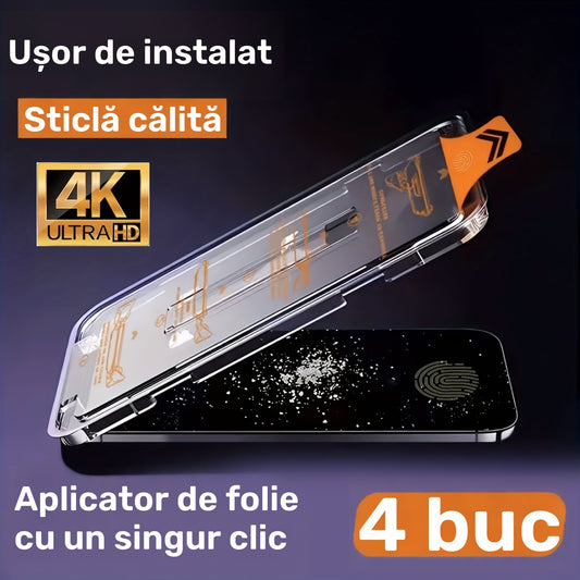 4 bucăți Protecție de Ecran HD fără praf, Instalare cu un singur clic, Compatibilă pentru for Samsung for Galaxy S25 Ultra, S24, S23 FE, S22, S21 Plus, FE, A55, A35, A54, A53, A16, A26 - Sticlă Protector