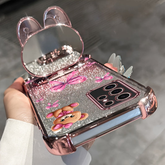 Fundă Anti-Șoc pentru for Samsung Galaxy S25 Ultra, Cu Brățară Stralucitoare și Ursuleț Drăguț Roz, Suport Telefon cu Glitter, Acoperiș Spate Rezistent la Șocuri