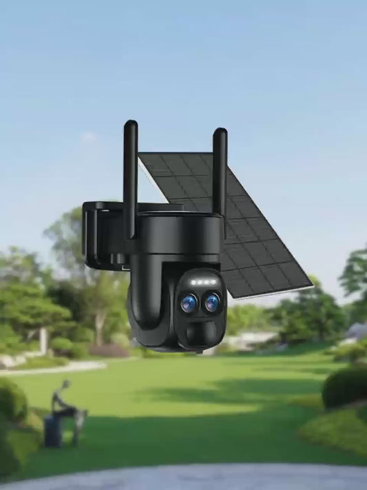 Camere de Securitate Solară Wireless SZSINOCAM cu 1080P HD, PTZ, Comunicare Bidirecțională, Alertă Mișcare, Panou Solar, WiFi Fără Fir, Stocare SD/Cloud - pentru Acasă/Affaire/Exterior/Parcarea Auto, Monitorizare Driveway, Design Integrat Solar, Video de