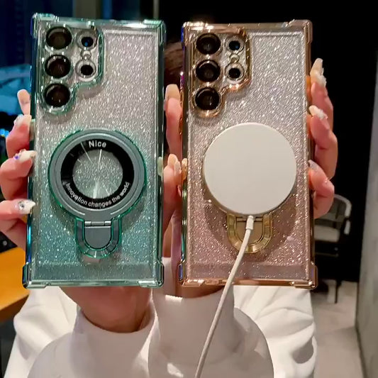 Husă de telefon magnetică cu gradient chic și suport pentru Samsung S24 Ultra/S23 Ultra/S22 Ultra și altele - Cadoul perfect de Paște, ziua de naștere, Crăciun pentru iubită, prieteni, familie